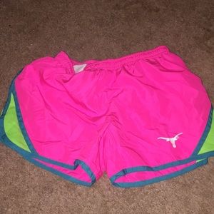 Workout shorts with longhorn symbol